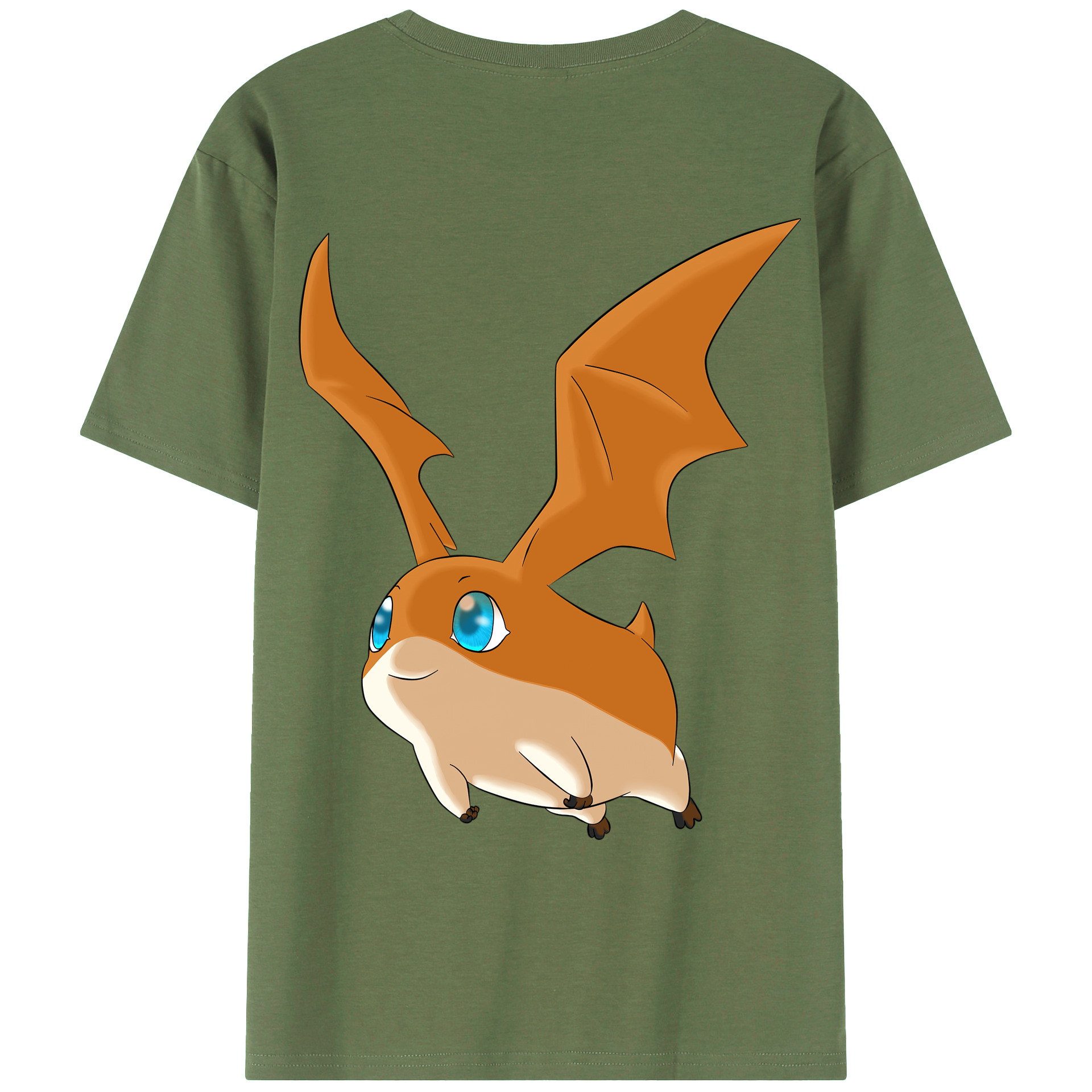 （画像用） Digimon デジタルモンスター/デジモン 綿100％ メンズ半袖Tシャツ（バックプリント） 通気性